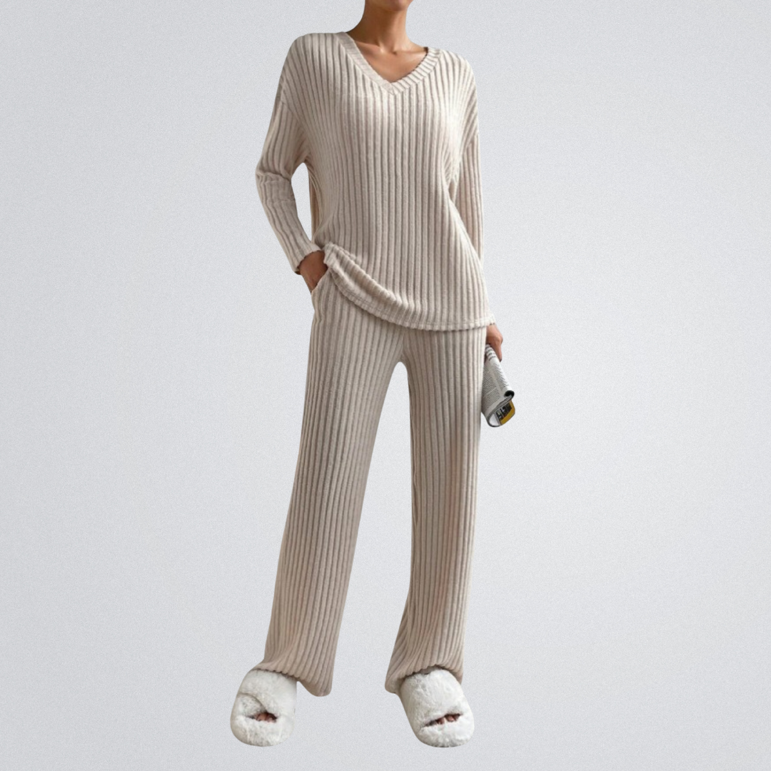 ENLINS™ - Casual Long Sleeve V-Neck Top and Pants Set