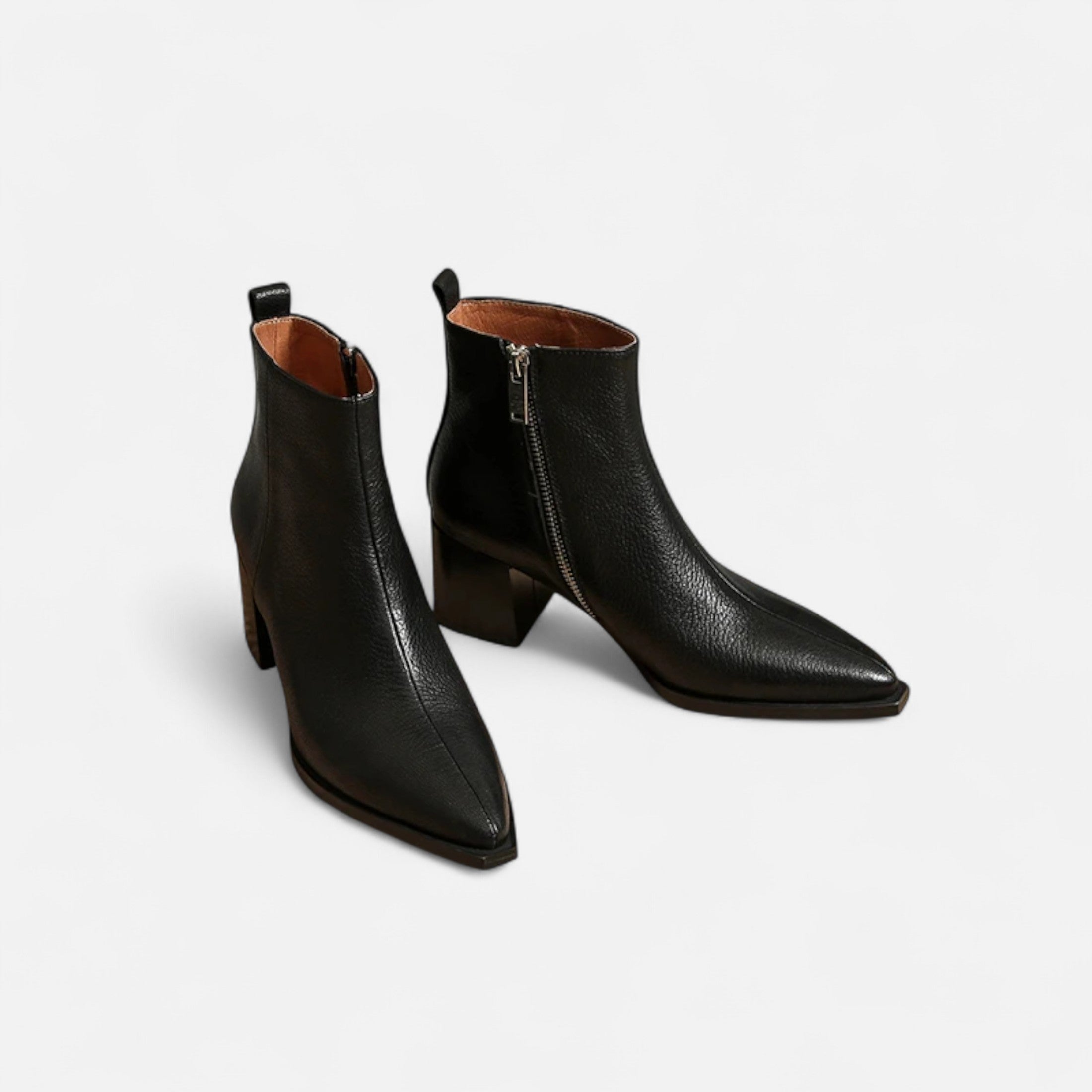 Lyndora London | Women’s Genuine Leather Chelsea Boots – Pointed Toe Square Heel