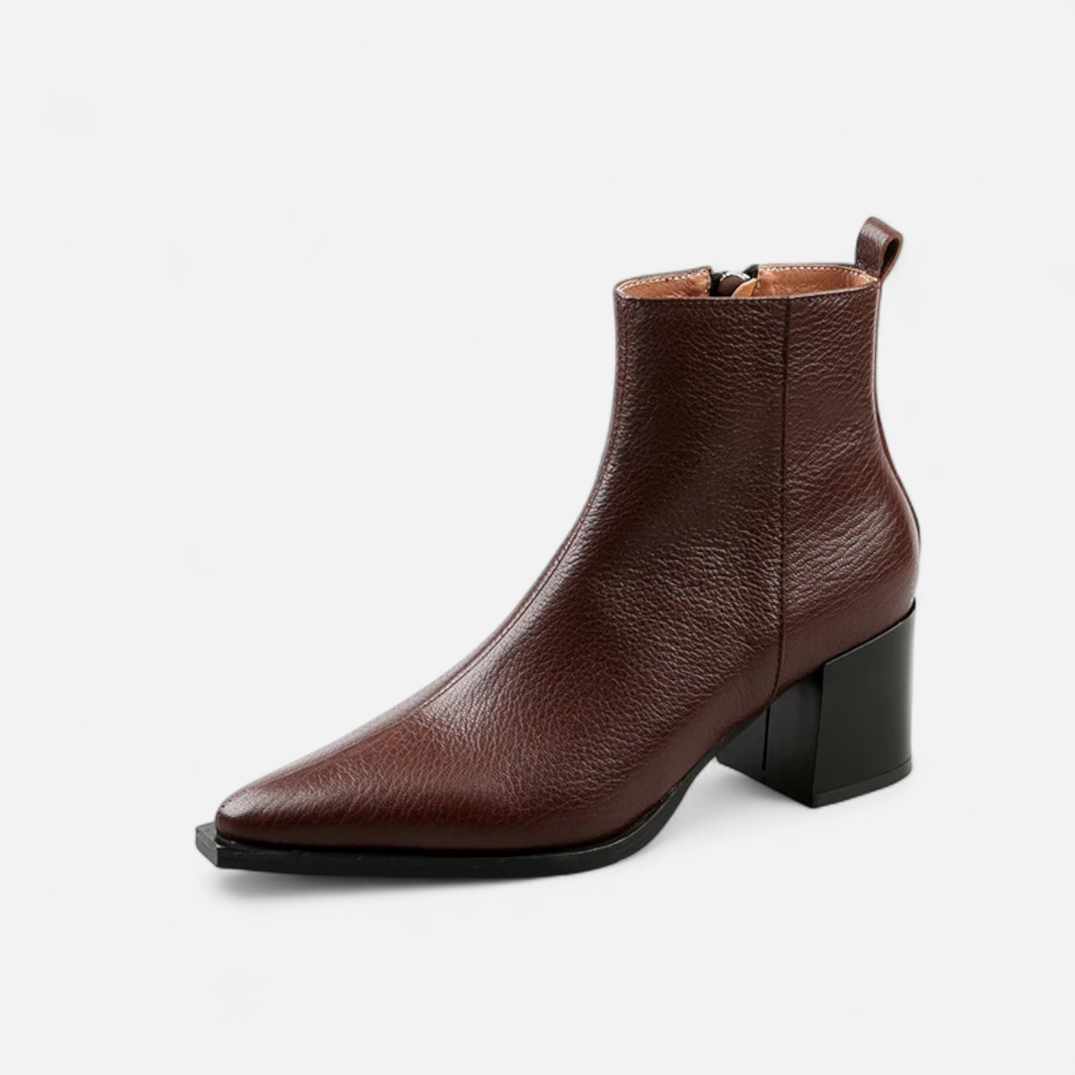 Lyndora London | Women’s Genuine Leather Chelsea Boots – Pointed Toe Square Heel