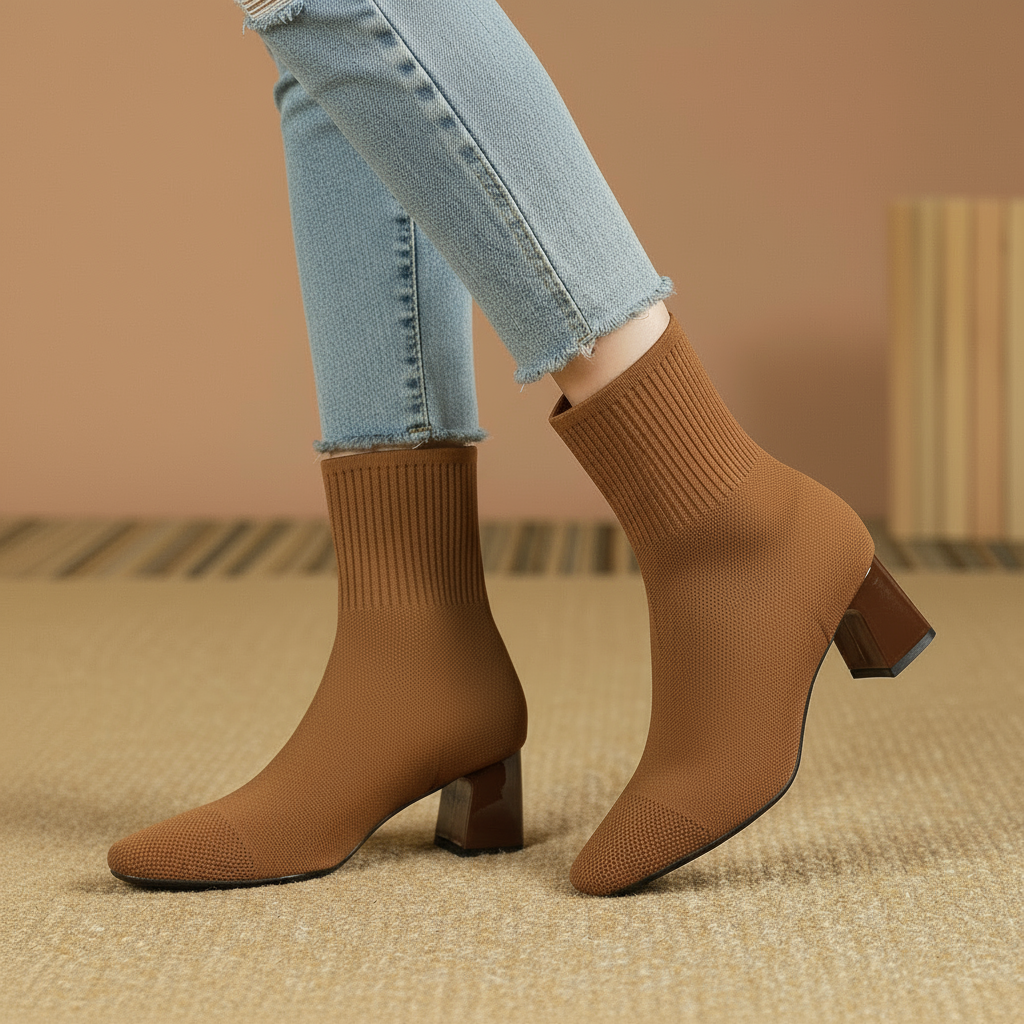 Marta | Sock Ankle Boots with Wide Heel