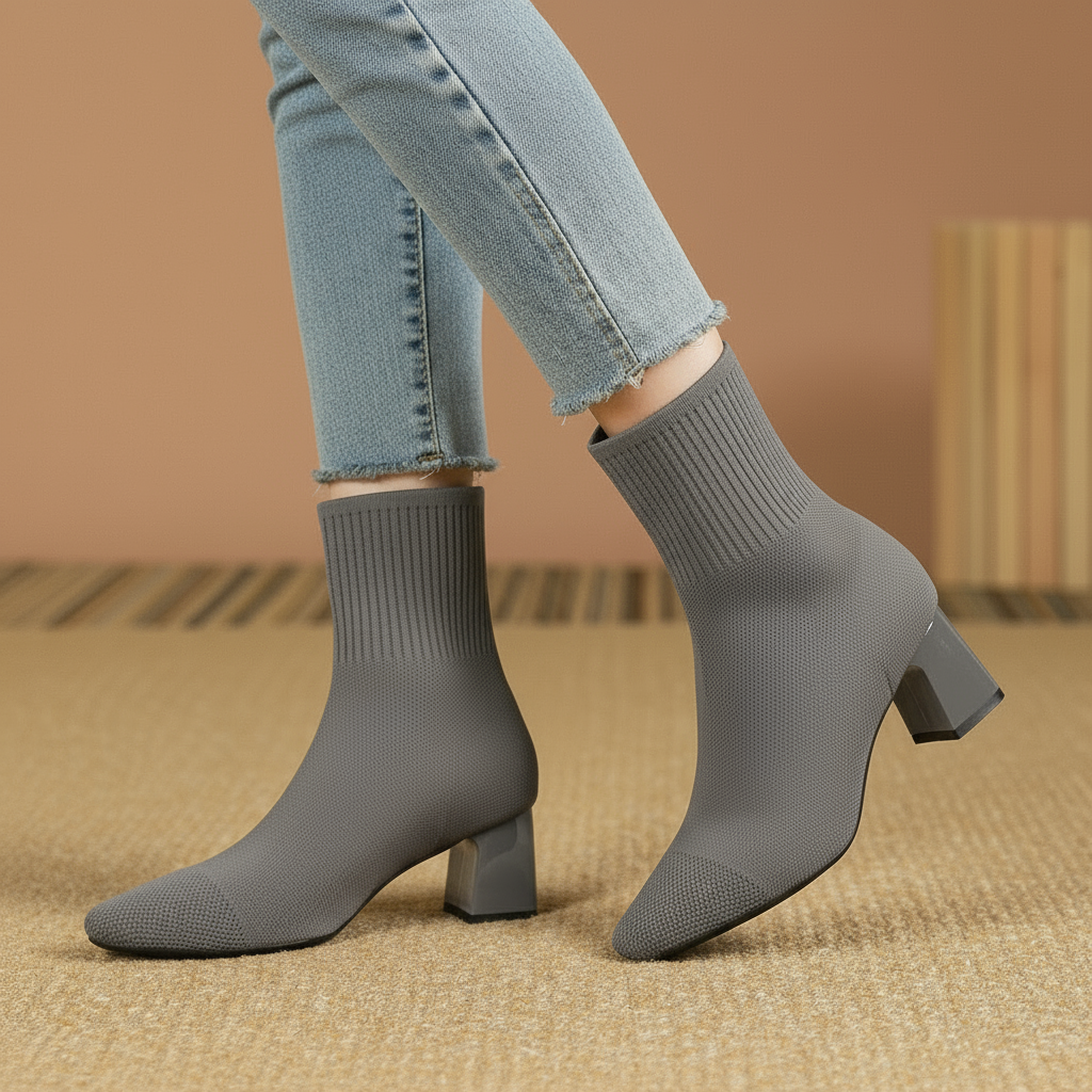 Marta | Sock Ankle Boots with Wide Heel