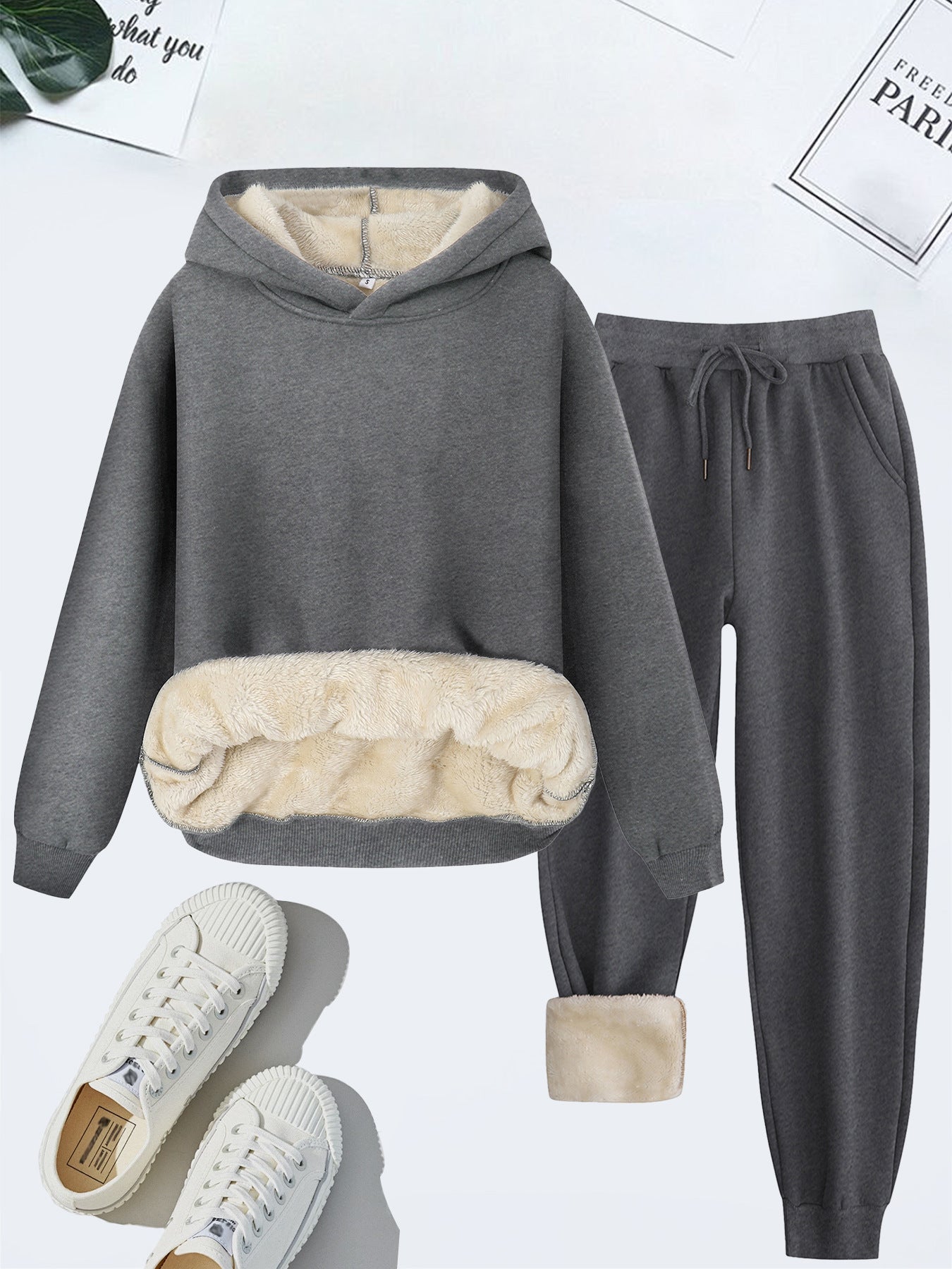 FORDA™ - Cozy Solid Color Hoodie and Drawstring Pants Set